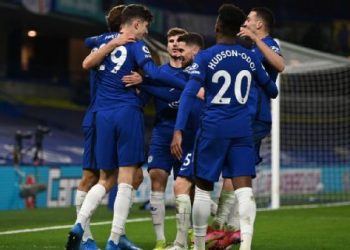 Para pemain Chelsea merayakan gol ke gawang Everton, Selasa 9 Maret 2021 dini hari WIB.