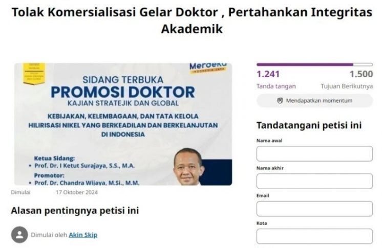 Petisi Alumni UI: Uji Ulang Gelar Doktor Bahlil