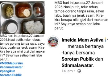 Dapur MBG Siru Jadi Sorotan. Akun facebook Imelda Mam Asilva Pertanyakan Nilai Gizi Makanan