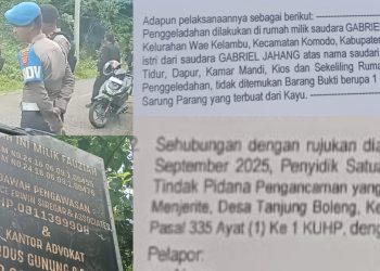 Anggota Polres Mabar Kawal Tancap Plang di Tanah Ulayat Mbehal, Rumah Tersangka Digeledah, Humas Bungkam